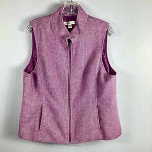 Coldwater Creek Chevron Full Zip Vest Women’s Size 16 Pockets Lavender Pink